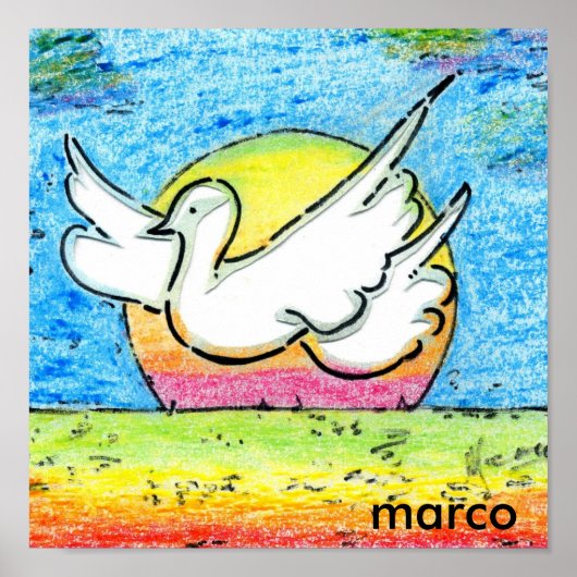 Moderne, kleurrijke waterverf Dove en Sun Poster (Voorkant)