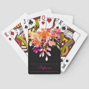Moderne kleurrijke Waterverf Floral + Sjabloon naa Pokerkaarten