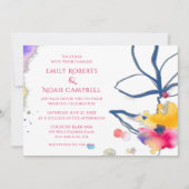 Moderne kleurrijke Waterverf Floral Wedding Kaart (Voorkant)