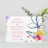 Moderne kleurrijke Waterverf Floral Wedding Kaart (Staand voorkant)