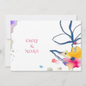 Moderne kleurrijke Waterverf Floral Wedding Kaart (Achterkant)