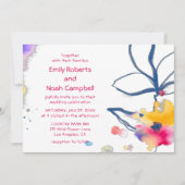 Moderne kleurrijke Waterverf Floral Wedding Kaart (Voorkant)