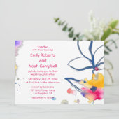 Moderne kleurrijke Waterverf Floral Wedding Kaart (Staand voorkant)