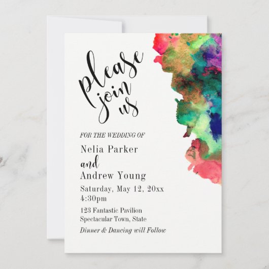 Moderne, kleurrijke Waterverf "Gelieve toe te tred Kaart (Voorkant)