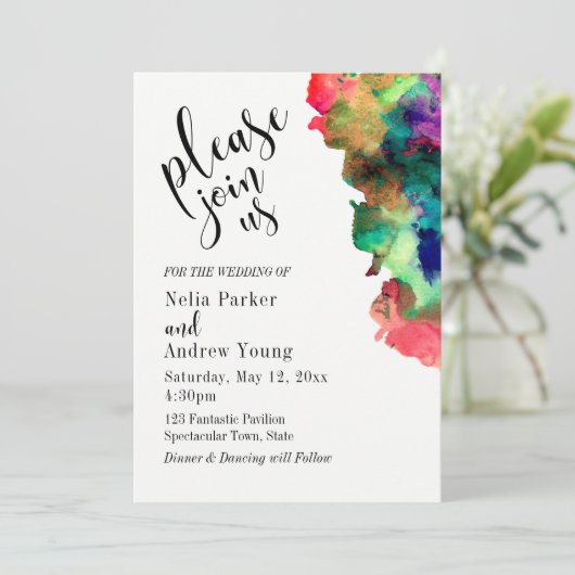 Moderne, kleurrijke Waterverf "Gelieve toe te tred Kaart (Staand voorkant)