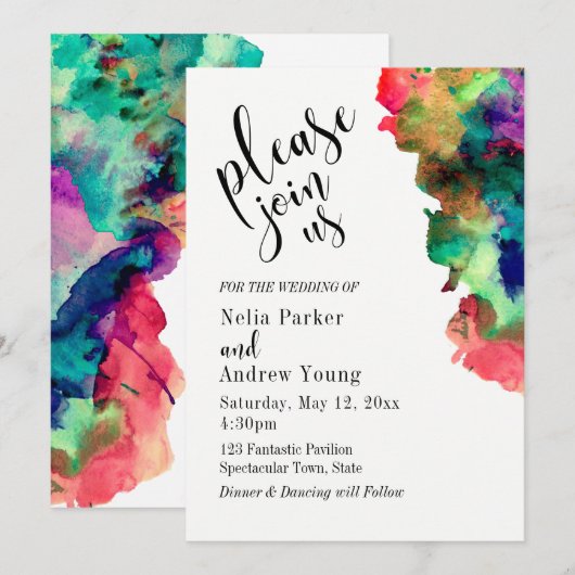 Moderne, kleurrijke Waterverf "Gelieve toe te tred Kaart (Voorkant / Achterkant)