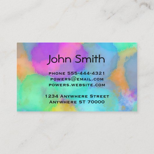 moderne kleurrijke waterverf geschilderde stippen visitekaartje (Achterkant)