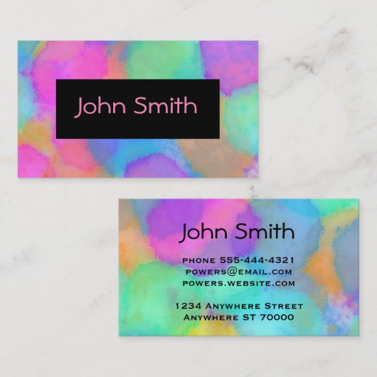 moderne kleurrijke waterverf geschilderde stippen visitekaartje (Voorkant / Achterkant)