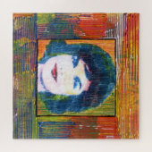 Moderne kleurrijke waterverf Jackie Kennedy collag Legpuzzel (Horizontaal)