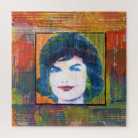 Moderne kleurrijke waterverf Jackie Kennedy collag Legpuzzel (Verticaal)