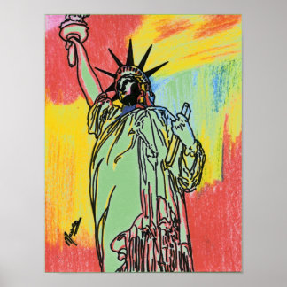 Moderne kleurrijke waterverf Lady Liberty Pop Art Poster