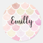Moderne kleurrijke Waterverf Mermaid Scales Patroo Ronde Sticker (Voorkant)