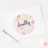 Moderne kleurrijke Waterverf Mermaid Scales Patroo Ronde Sticker (Envelop)