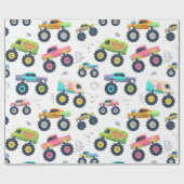 Moderne, kleurrijke Waterverf monster-wagens Cadeaupapier (Vlak)