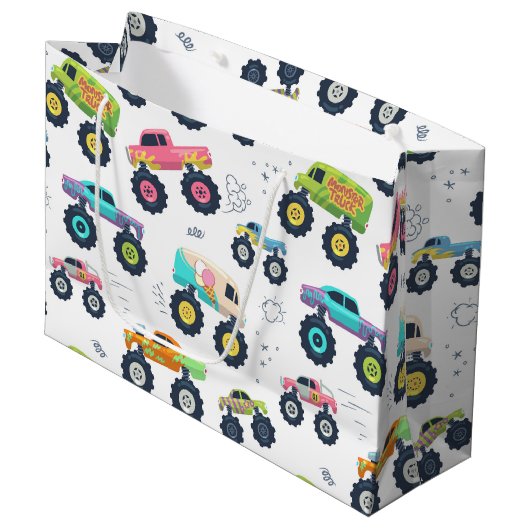 Moderne, kleurrijke Waterverf monster-wagens Groot Cadeauzakje (Voorkant Gekanteld)