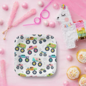 Moderne, kleurrijke Waterverf monster-wagens Papieren Bordje (Feest)