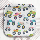 Moderne, kleurrijke Waterverf monster-wagens Papieren Bordje