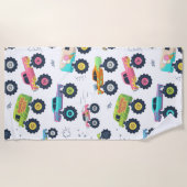 Moderne, kleurrijke Waterverf monster-wagens Strandlaken (Voorkant)