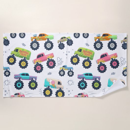 Moderne, kleurrijke Waterverf monster-wagens Strandlaken (Voorkant)