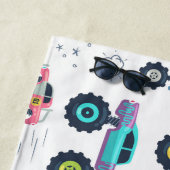 Moderne, kleurrijke Waterverf monster-wagens Strandlaken (In situ)