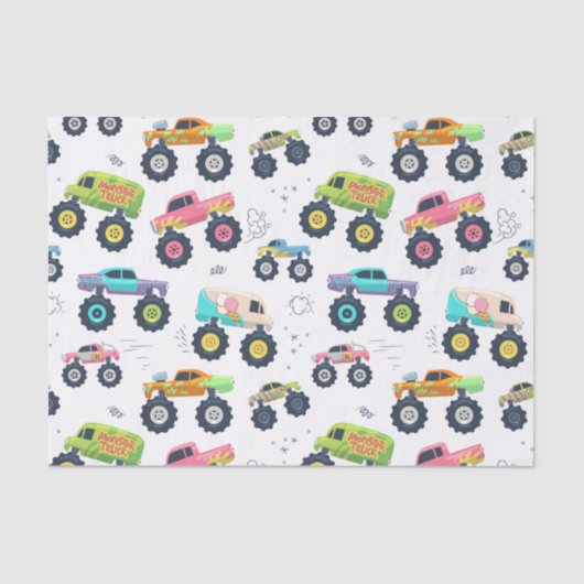 Moderne, kleurrijke Waterverf monster-wagens Tissuepapier (Voorkant)