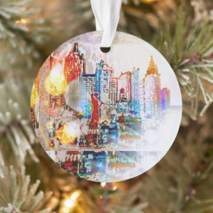 Moderne kleurrijke waterverf NYC bal Ornament