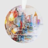 Moderne kleurrijke waterverf NYC bal Ornament (voorkant)