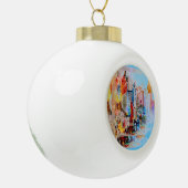 Moderne kleurrijke waterverf NYC Keramische Bal Ornament (Links)