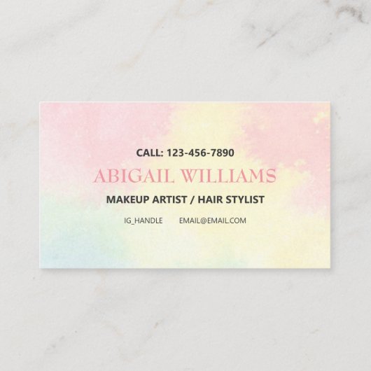 Moderne kleurrijke Waterverf omhoog en haarstijlli Visitekaartje (Achterkant)