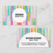 Moderne kleurrijke waterverf penseelstrepen visitekaartje (Voorkant / Achterkant)