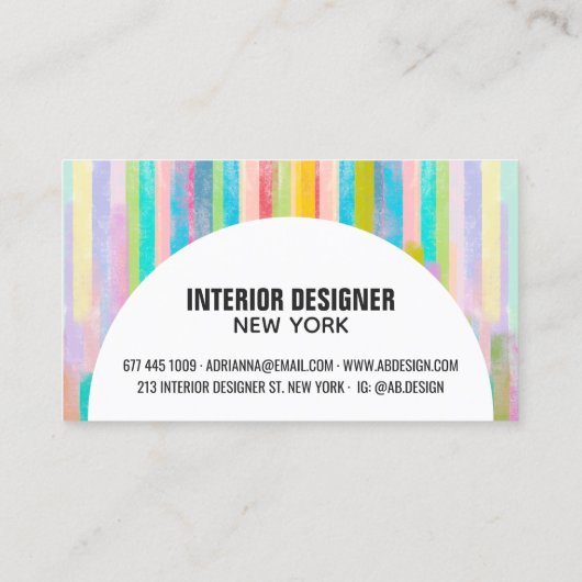 Moderne kleurrijke waterverf penseelstrepen visitekaartje (Achterkant)