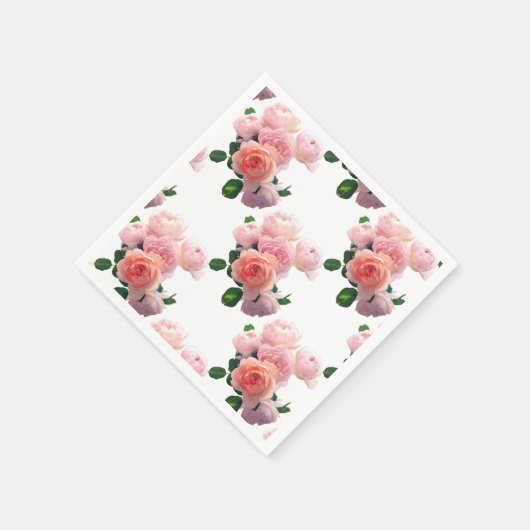 Moderne kleurrijke Waterverf roze rozen Sjabloon Servet (Hoek)