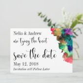 Moderne kleurrijke Waterverf Sparen Datum 2 Save The Date (Staand voorkant)