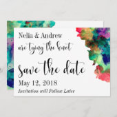 Moderne kleurrijke Waterverf Sparen Datum 2 Save The Date (Voorkant / Achterkant)