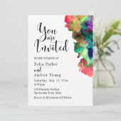 Moderne, kleurrijke Waterverf Typografie Weddensch Kaart (Staand voorkant)