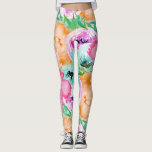Moderne, kleurrijke Waterverf van de Floral van de Leggings<br><div class="desc">Moderne lichte kleurrijke lente bloemenrijke Waterverf Leggings</div>