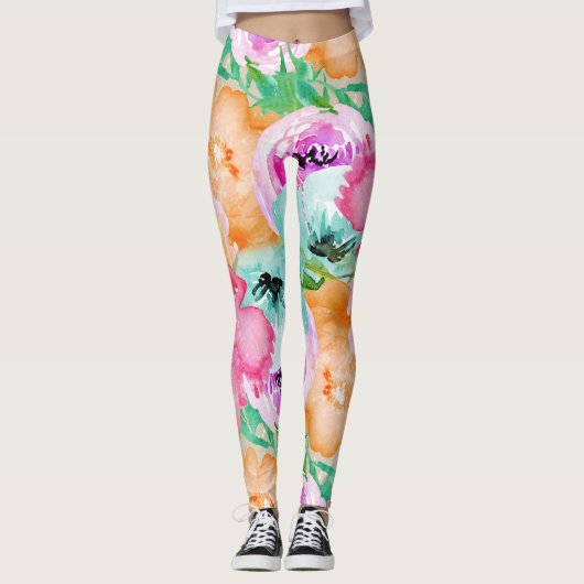 Moderne, kleurrijke Waterverf van de Floral van de Leggings (Voorkant)
