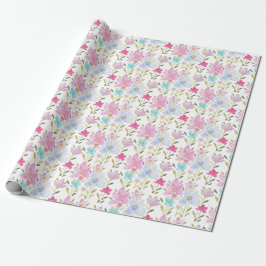 Moderne kleurrijke Waterverf Wildbloemen Cadeaupapier