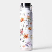 Moderne kleurrijke Waterverf Wildflower Pattern Waterfles (Voorkant)