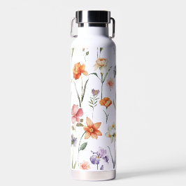 Moderne kleurrijke Waterverf Wildflower Pattern Waterfles