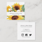 Moderne kleurrijke Waterverf Zonnebloem Visitekaar Vierkante Visitekaartje (Voorkant / Achterkant)