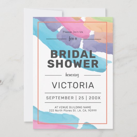 Moderne, kleurrijke waterverven penseelstreken kaart (Voorkant)