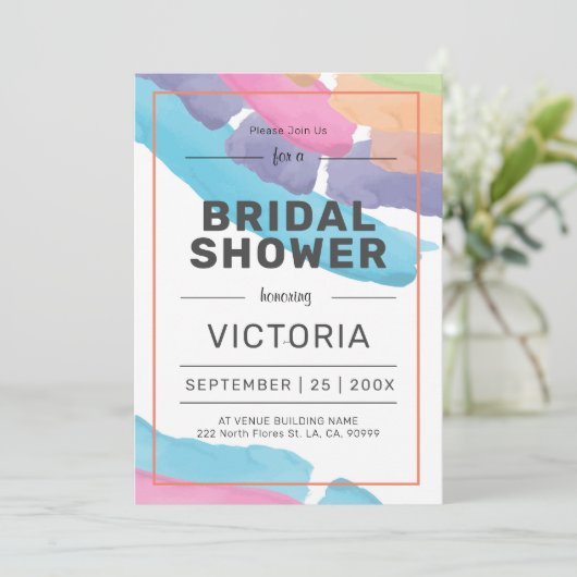 Moderne, kleurrijke waterverven penseelstreken kaart (Staand voorkant)