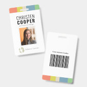 Moderne kleurrijke werknemer Logo barcode Foto-ID Badge (Voor- en achterkant)