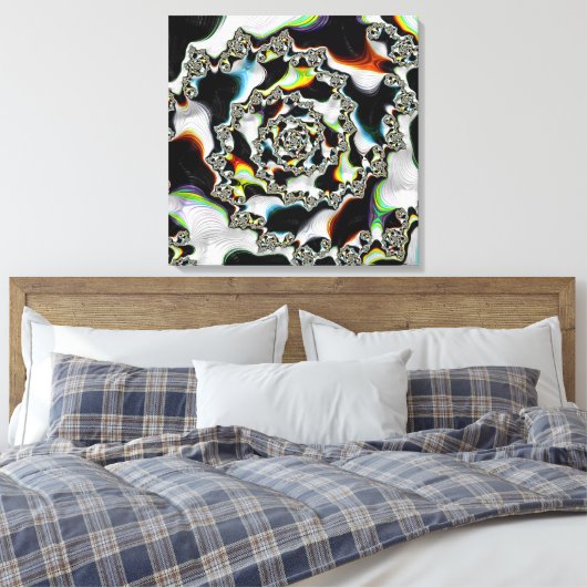 Moderne kleurrijke wervelfractal Psychedelic Canvas Afdruk (Insitu (Slaapkamer))