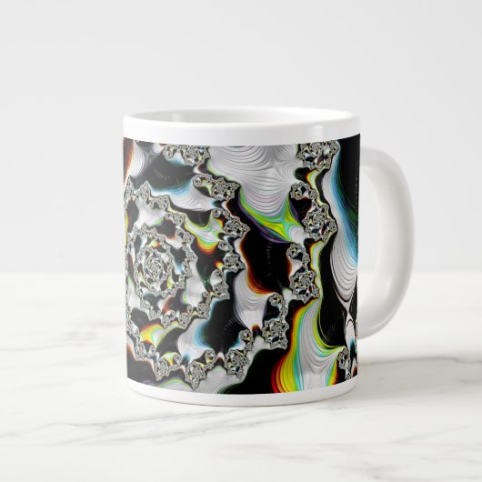 Moderne kleurrijke wervelfractal Psychedelic Grote Koffiekop (Voorkant rechts)