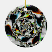 Moderne kleurrijke wervelfractal Psychedelic Keramisch Ornament (Achterkant)