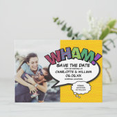 Moderne Kleurrijke WHAM-stripboek Save The Date (Staand voorkant)