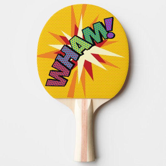 Moderne Kleurrijke WHAM Typografie Stripboek Pop A Tafeltennisbatje (Voorkant)