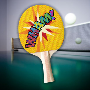 Moderne Kleurrijke WHAM Typografie Stripboek Pop A Tafeltennisbatje